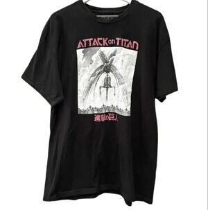 ATTACK ON TITAN Black Graphic T-Shirt Anime Merch Men’s Size XL